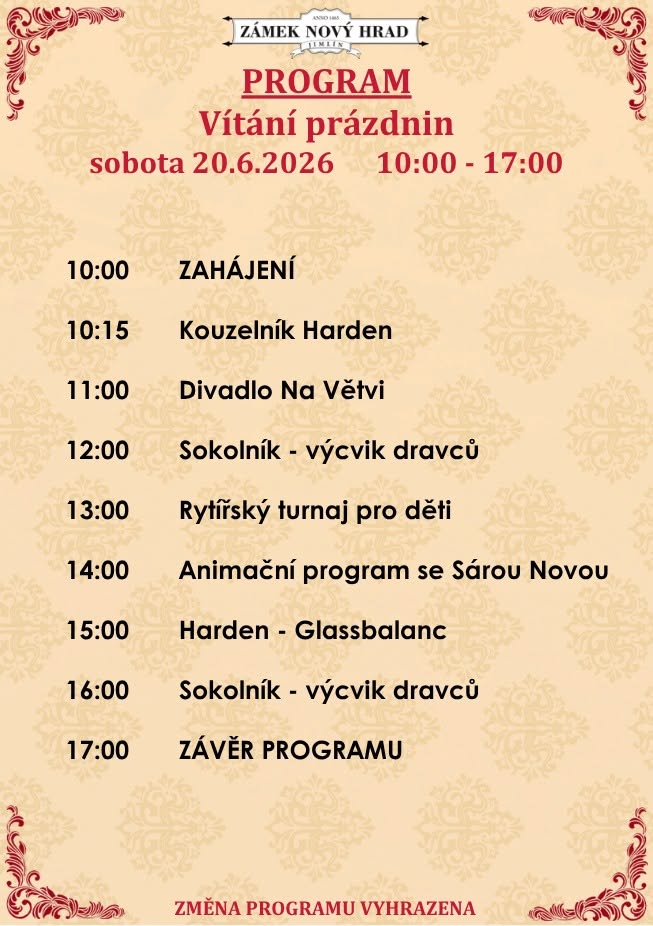 Zámek Nový Hrad Jimlín - Vítání prázdnin